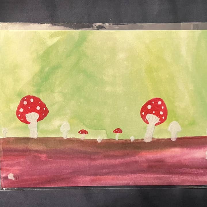 Mushrooms 5x7 Watercolor and Acrylic Art Print for wholesale by The Jack Dabbler