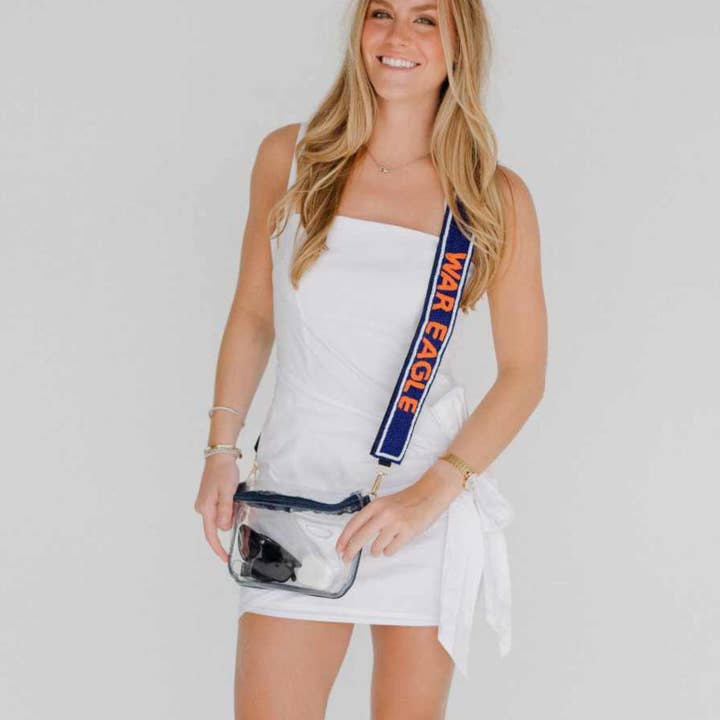 Desden - Vente Accessoire de sac – femme - Sangle de sac perlé War Eagle de l'Université d'Auburn en bleu marine et orange par Desden1