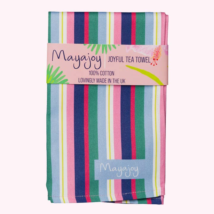 Blossom stripe Tea towel for wholesale by Mayajoy