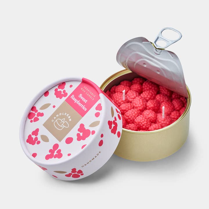 Raspberry Geurkaars in Blik - Handgemaakt - 30 uur brandtijd voor wholesale door CandleHand (Free Duties for US)
