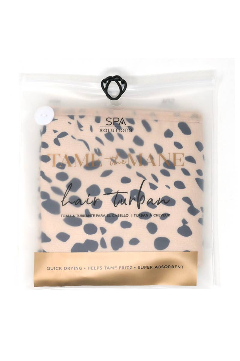 PINEAPPLE Beauty - Wholesale Hair Towel/Wrap - CALA 69249 Cheetah Spa Solutions Hair Turban - 6pc1