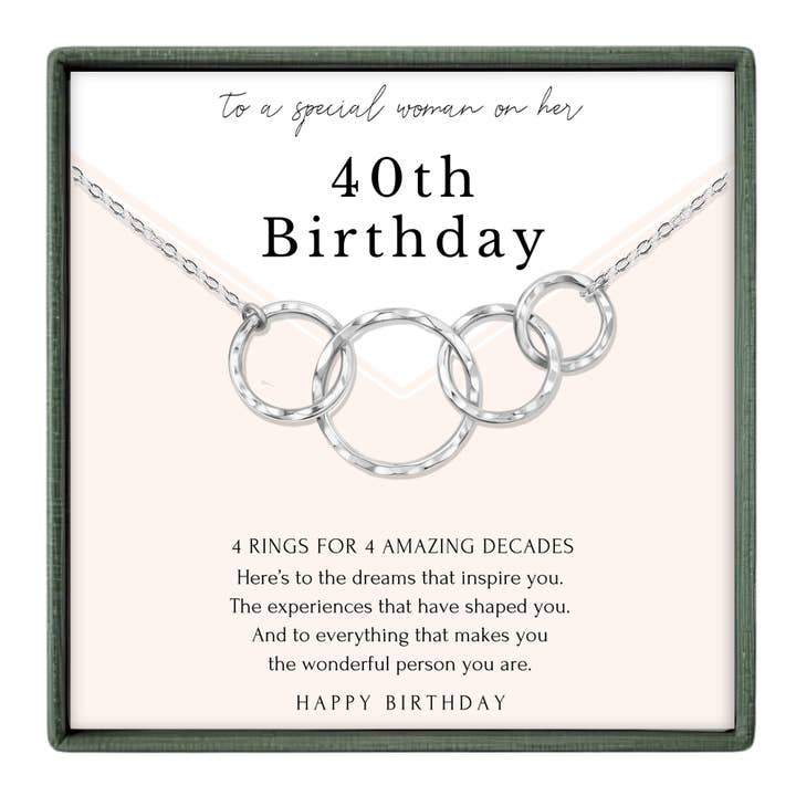 hope love shine - Wholesale Pendant/Charm Necklace - 40th Birthday Jewelry Gift - Gold Silver 4 Ring Necklace