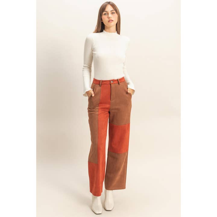 HYFVE - Wholesale Pants - Women's - Faux Suede Color Block Pants9