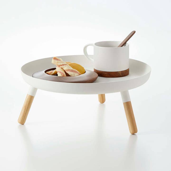 Yamazaki Home - Wholesale Decorative Tray - Countertop Pedestal Tray - Steel + Wood12
