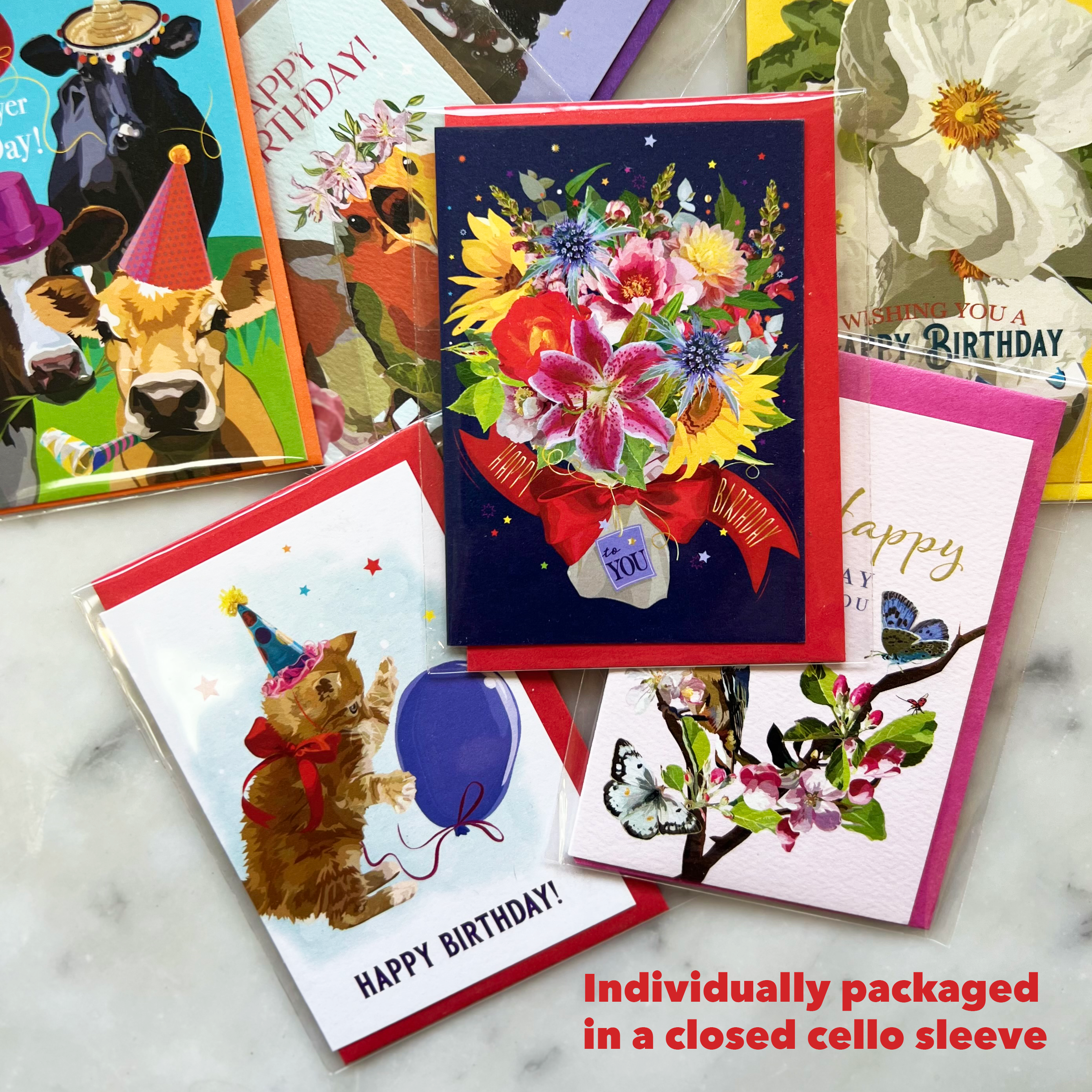 The Red Barn Press - Wholesale Gift Tag - Birthday Enclosure Card | Birthday Floral Bouquet Gift Tag3