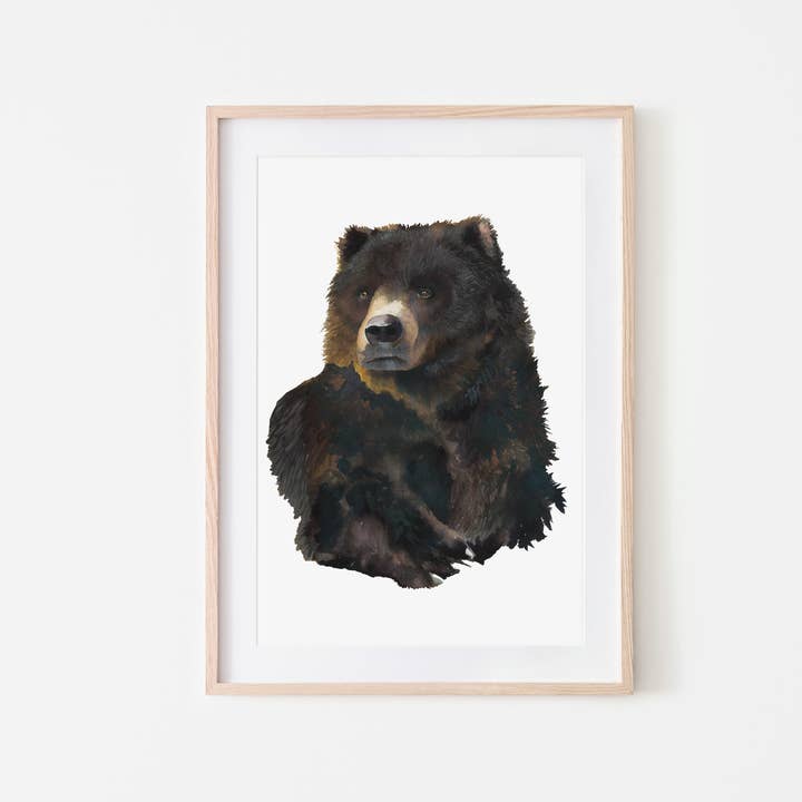 Impresión artística del oso Grizzly para venta al por mayor de Broken Paddle Studio