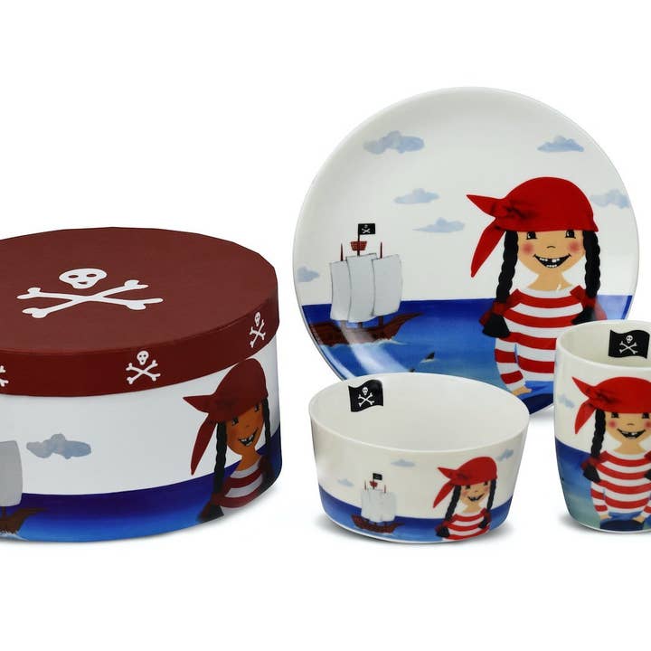Pirate Paula 3-piece breakfast set porcelain for wholesale by Ziegfeld Kids