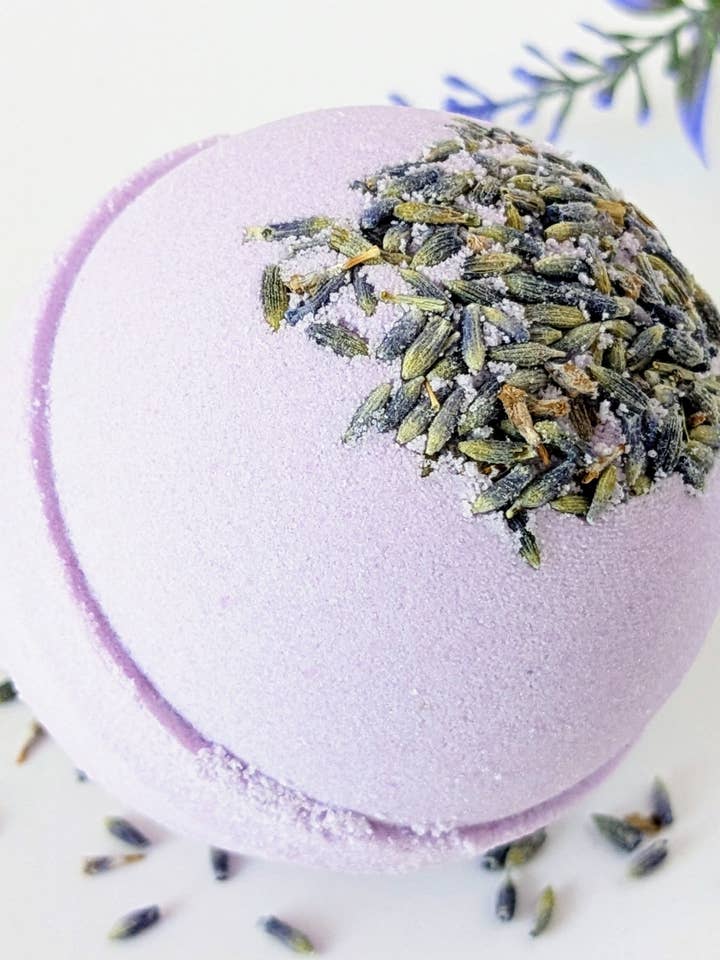 Lavender & Cedar Bath Bomb for wholesale by Beachy Bubbles Bath Co