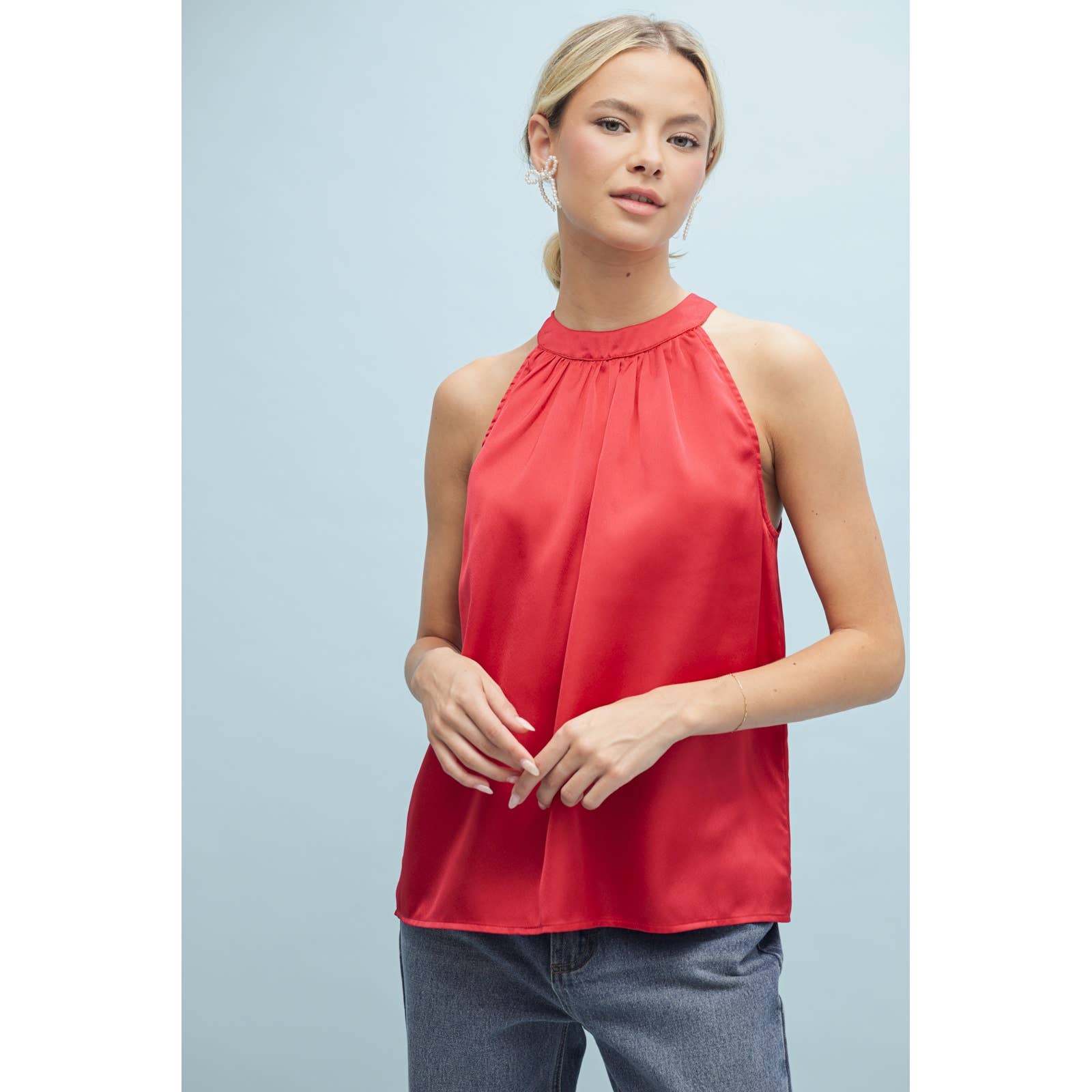 Wishlist Apparel – Großhandel Bluse – Damen – SATINBLUSE MIT NECKHOLDER//WL25-103440