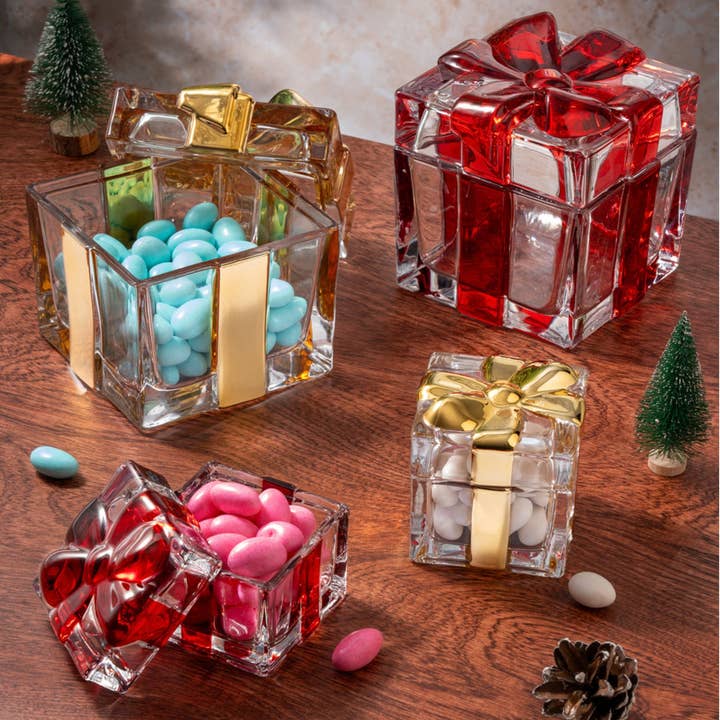 Godinger - Wholesale Decorative box - Red Ribboned Gift Wrapped Crystal Keepsake Box2