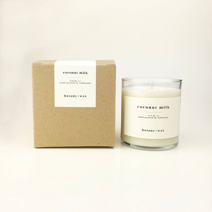 Vela de soja con vaso de leche de coco de 10 oz para venta al por mayor de botany+wax