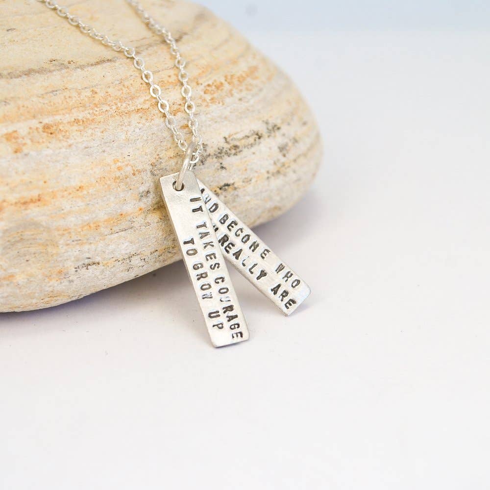 Chocolate and Steel - Wholesale Pendant/Charm Necklace - It Takes Courage to Grow Up and Become Who You Really Are -EE Cummings Quote Necklace6