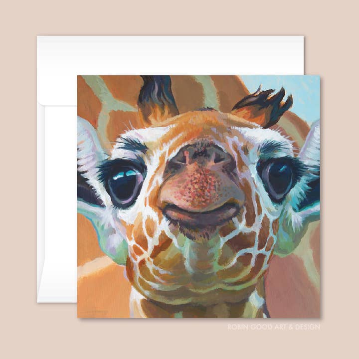 Giraffe Card for wholesale by Robin Good Art & Design
