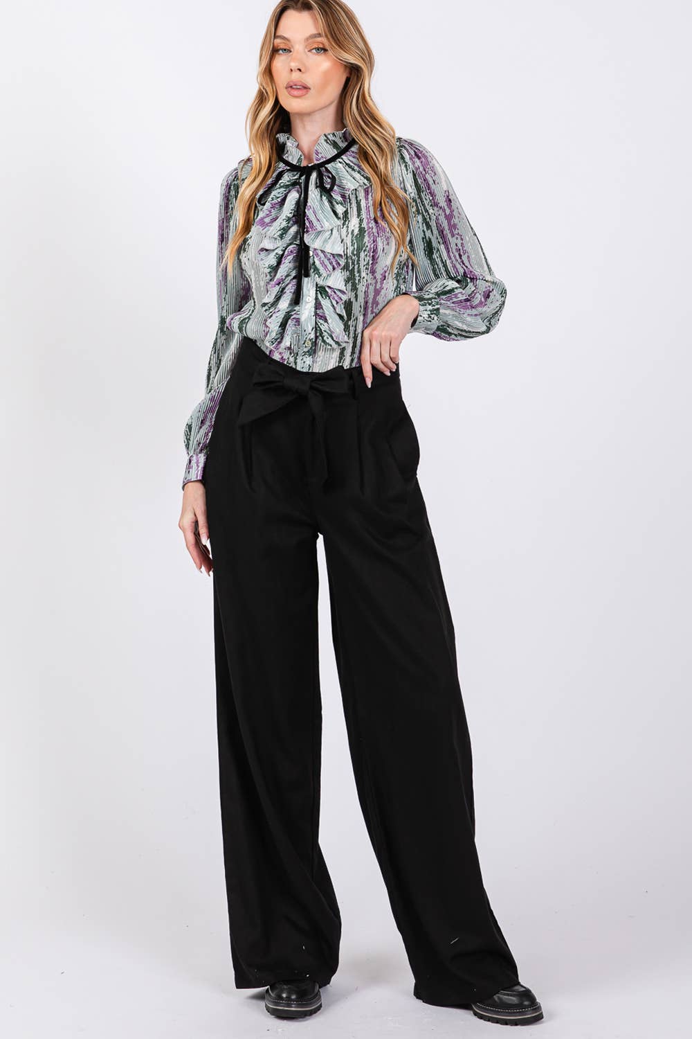 Sage + Fig - Wholesale Pants - Women's - HIGH WAIST BELTED PANTS (SP7328)14