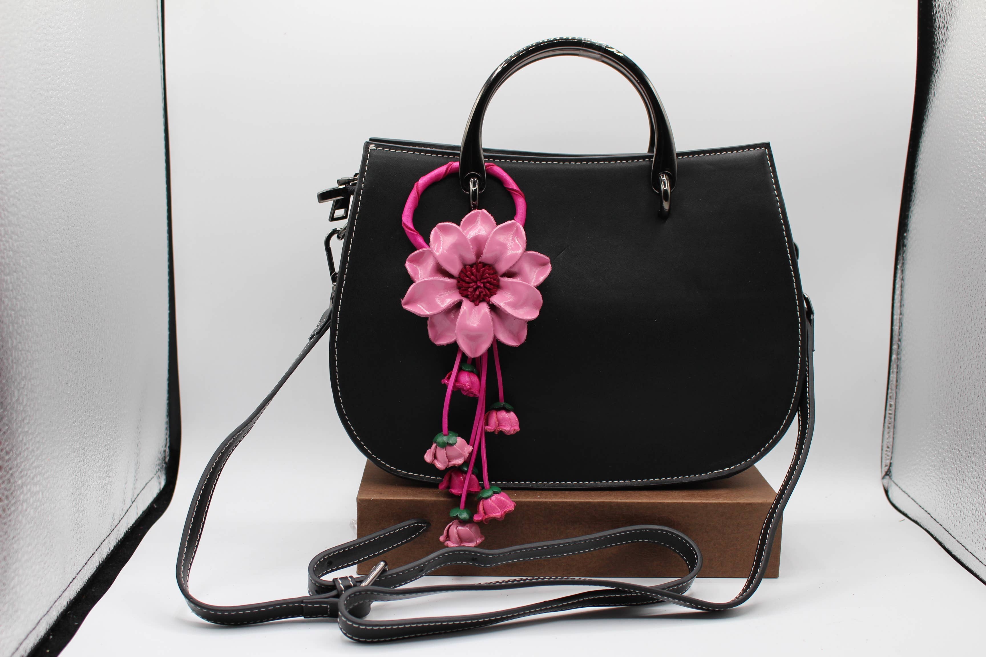 Sunflower Handmade leather inc - Wholesale Keychain - Women's - Leather flower key chain key purse bag charm11