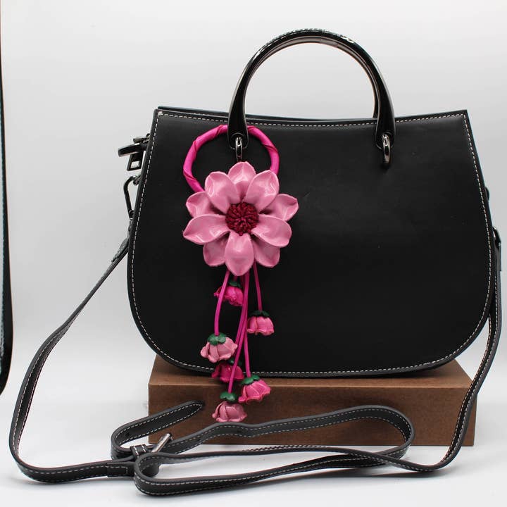 Sunflower Handmade leather inc - Wholesale Keychain - Women's - Leather flower key chain key purse bag charm11