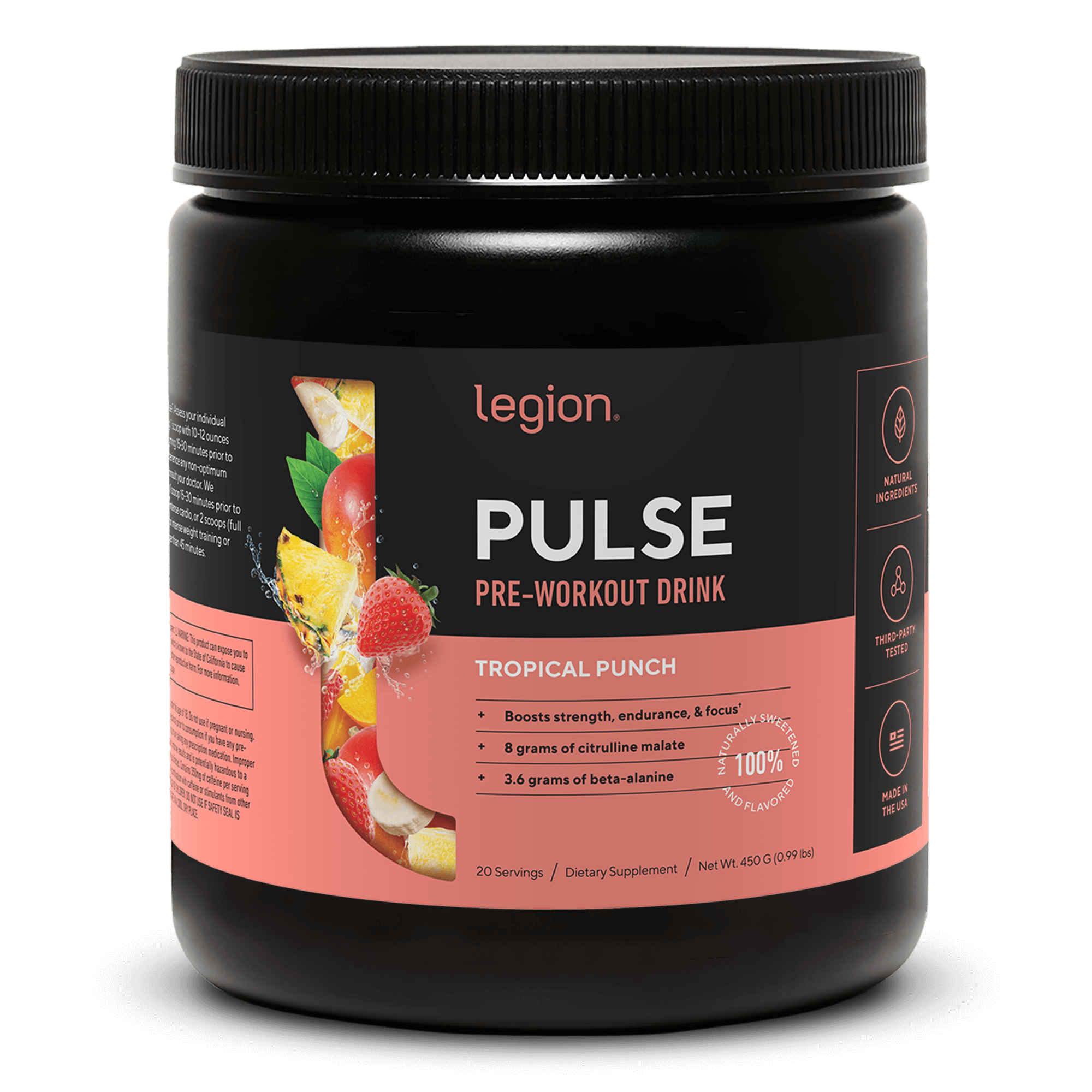 Legion Athletics, Inc. - Wholesale Protein/Superfood Powder - Pulse Pre Workout -  (Tropical Punch) 20 Serv0