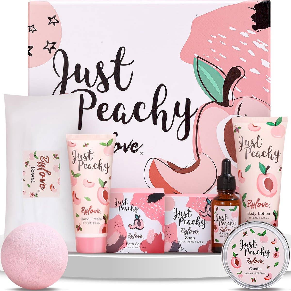 Body & Earth - Wholesale Set met bad- en lichaamsproducten - Spa Luxetique - Wellness Giftset Just Peachy Verwenpakket0