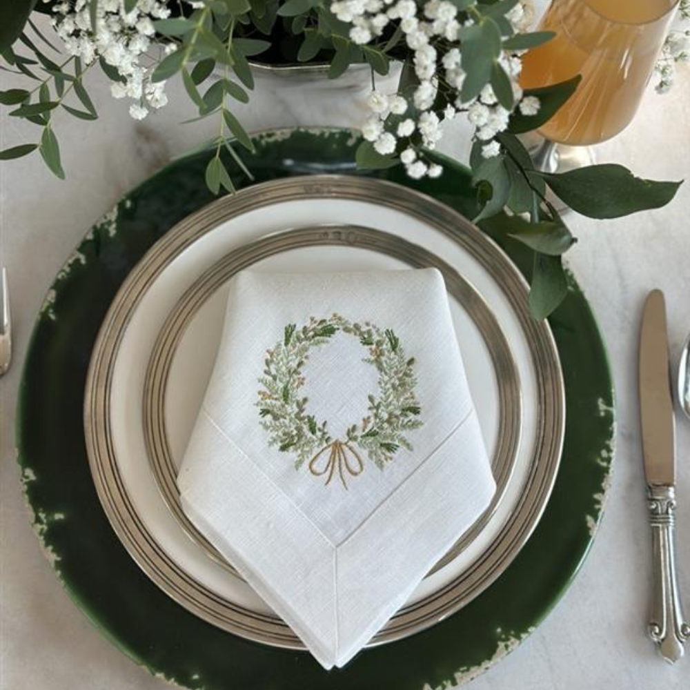 Arte Italica & Crown Linen Designs – Großhandel Papier- & Stoffserviette – Bauernmarkt-Kranz-Serviette6