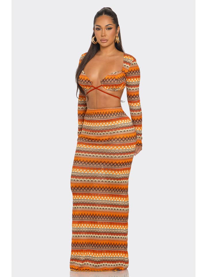 BANJUL - Wholesale Top & Skirt Set - Women's - HCCTD44830 2PC BOHEMIAN STYLE CROP TOPS & MIXI DRESS2