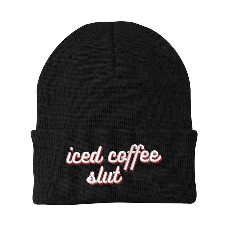 Gorro de invierno bordado Iced Coffee Slut para venta al por mayor de Calm Down Caren