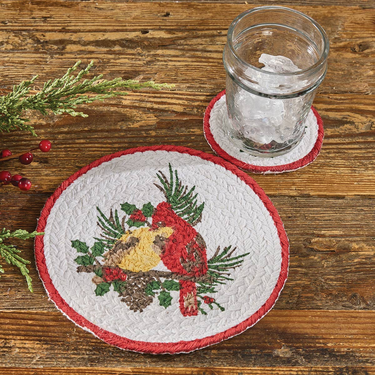 Park Designs - Wholesale Trivet - Holiday Cardinal Love Print Braid Trivet 8" Dia1