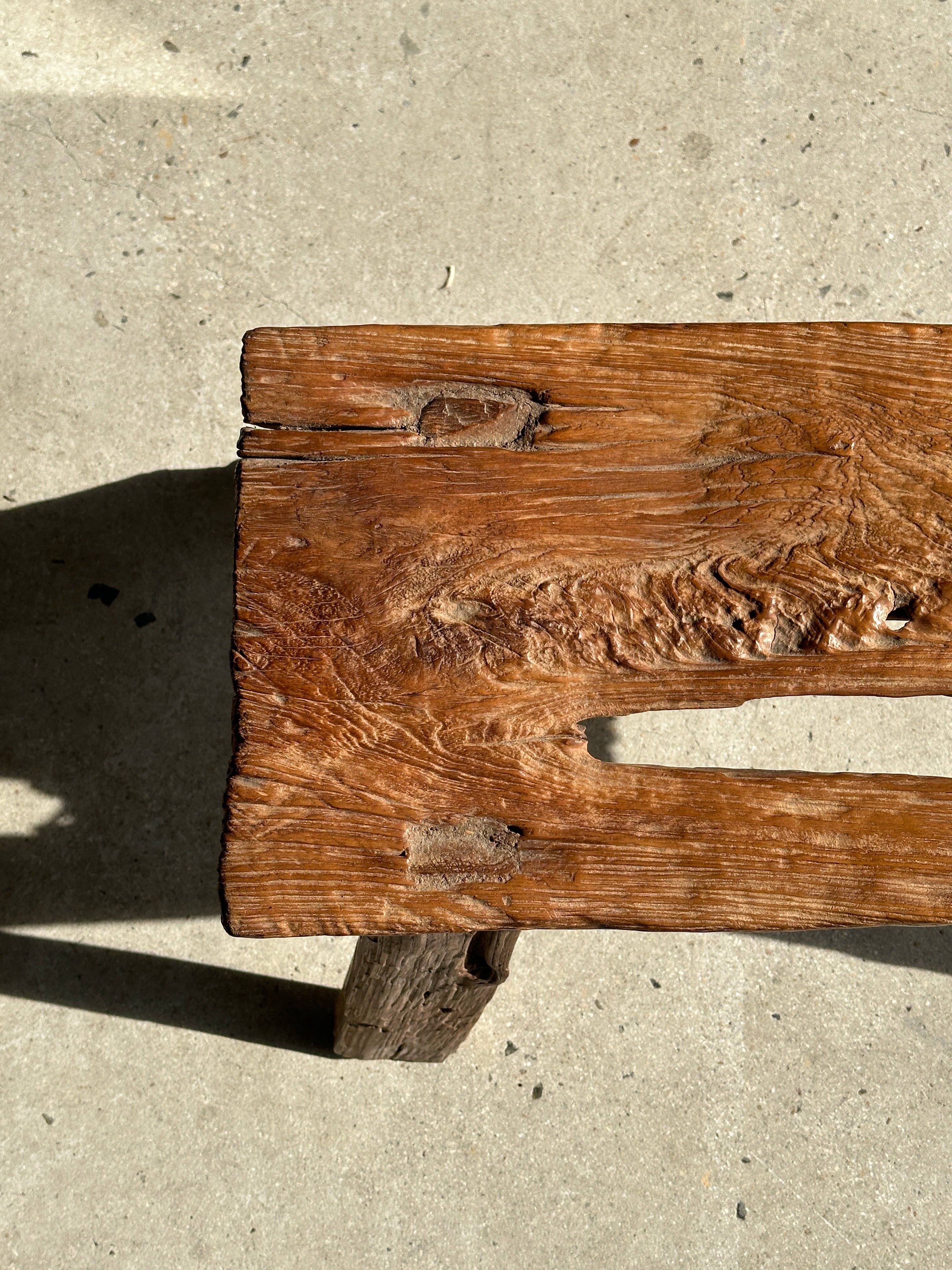 Office Objets - Wholesale Bench - Small organic bench in upcycled Asian teak quadripod openwork seat - Matahari23