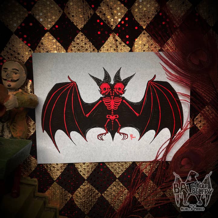 The Twins Bat Fine Art Print for wholesale by Bat In Your Belfry