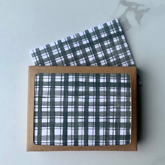 Caixa de Cartões de Saudação Xadrez Verde: Conjunto de 6 por atacado de Hello Neighbor Art