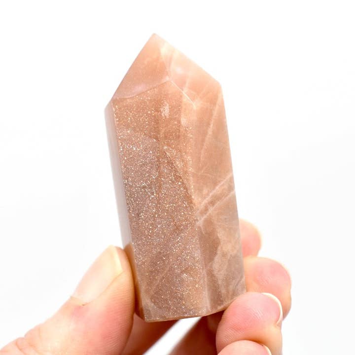 2.5in 57g Gemmy Confetti Sunstone Crystal Tower, Top Quality Gem Sunstone Crystal Point for wholesale by Caspar Curiosities