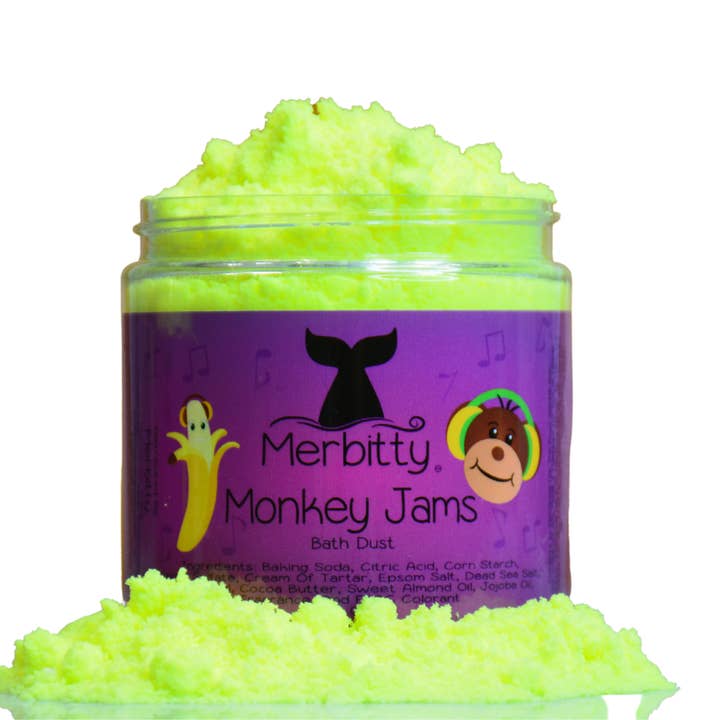 Monkey Jams Fun Foaming Bath Dust for wholesale by It's All Soap