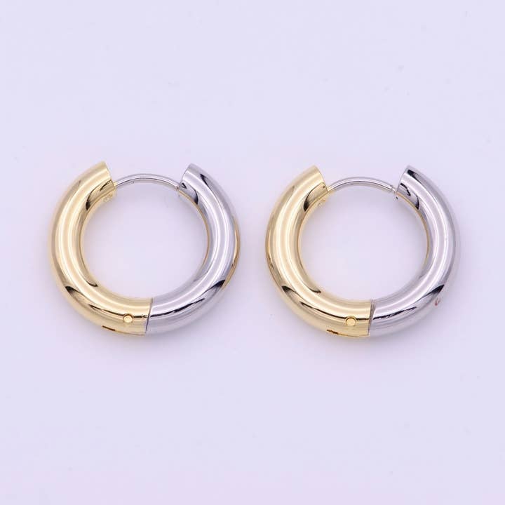 Boucles d'oreilles créoles en métal mixte argent et or 20 mm | AD-168 pour la vente par Aim Eternal