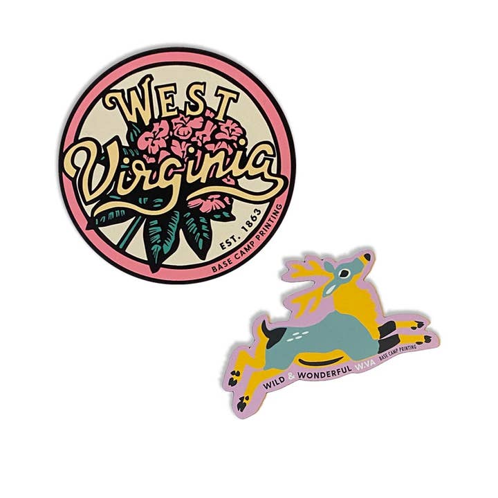 Flat West Virginia Magnets for wholesale by Base Camp Printing Co.