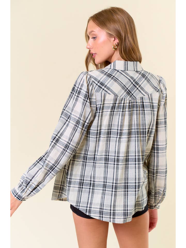 Doe and Rae – Großhandel Hemd mit Button-down-Kragen – Damen – KARIERTE FLANELLBLUSE MIT DRUCKKNÖPFEN - 44706T