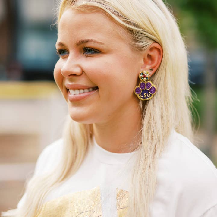 Taylor Shaye Designs - Wholesale Dangle Earrings - LSU Tiger Paw Earrings