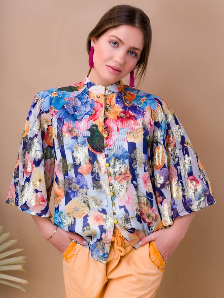 Dahlia Blue Top för wholesale av Sandhya Garg