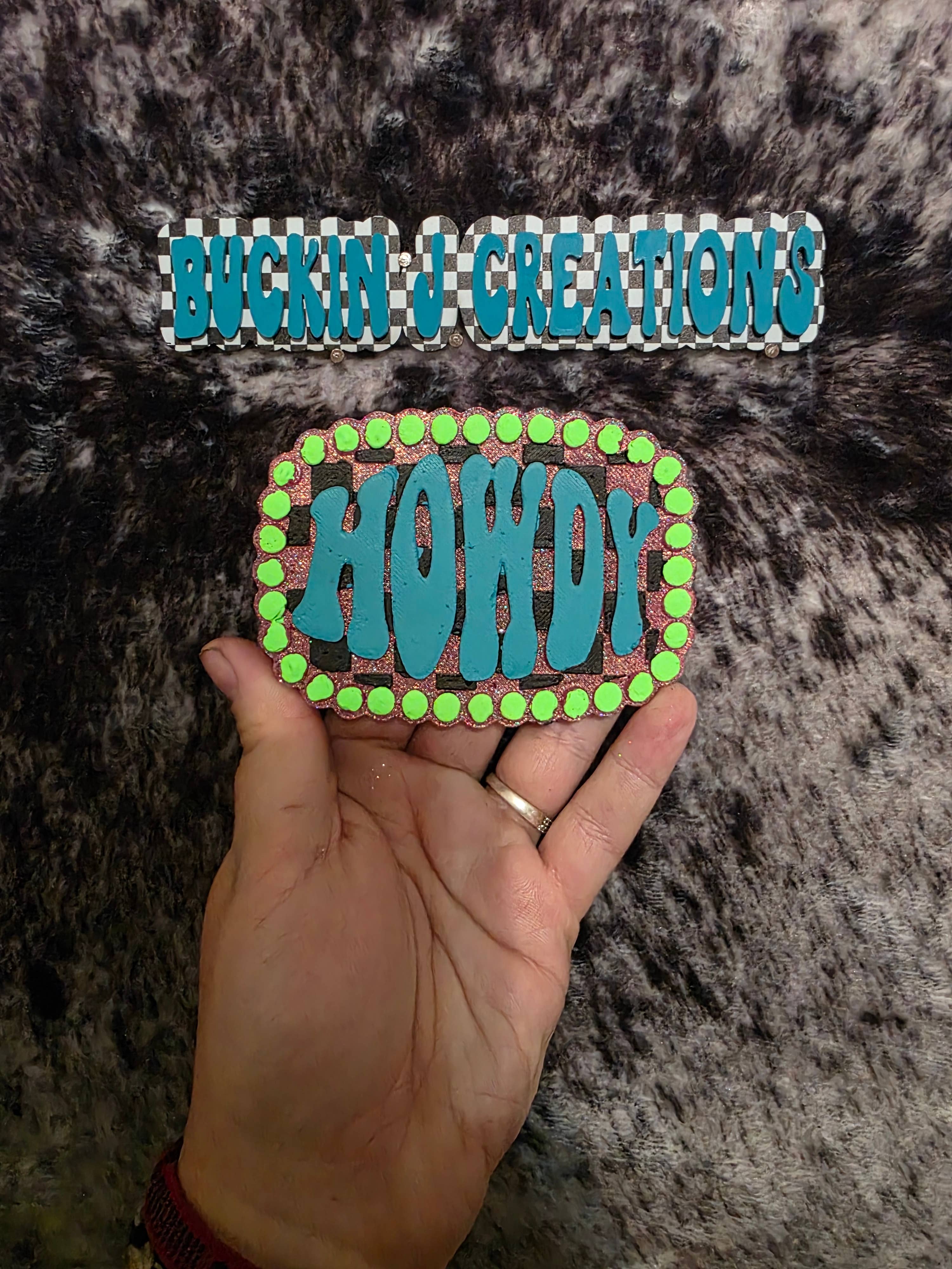 Buckin J Creations - Vendita all'ingrosso Deodorante per auto - Donna - Profumatore per auto a stampa a quadri "Howdy"7