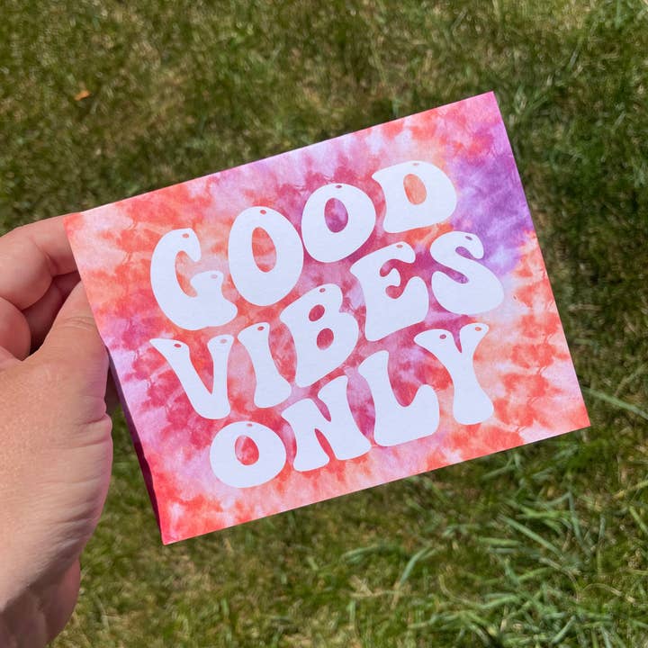 Good Vibes Tie Dye Greeting Card for wholesale by Personal Paper Hugs