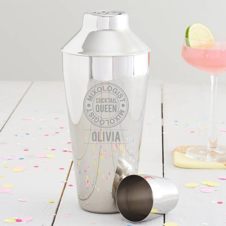 Personalised 'Cocktail Queen' Motif Shaker for wholesale by Becky Broome