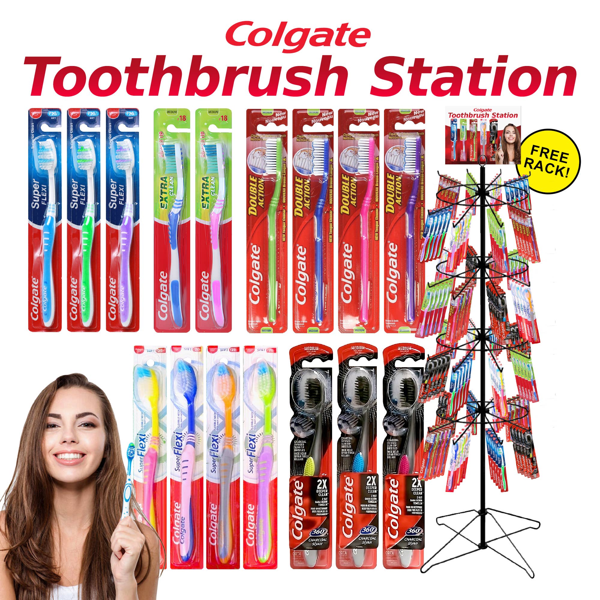 Deluxe Import Trading - Vente Brosses à dents - Présentoir de 240 brosses à dents Colgate styles assortis0