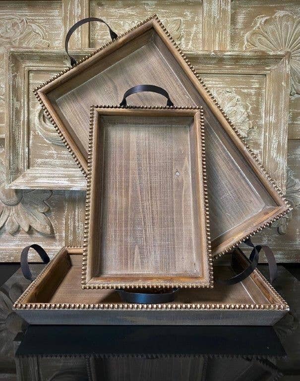 The Light Garden Collection - Wholesale Decorative Tray - S/3 Wooden Trays 20", 24", 27"W