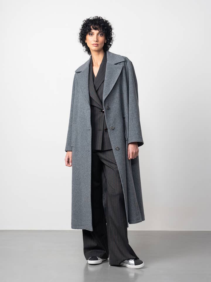 medium grey Long Mouflon Coat for wholesale on Faire