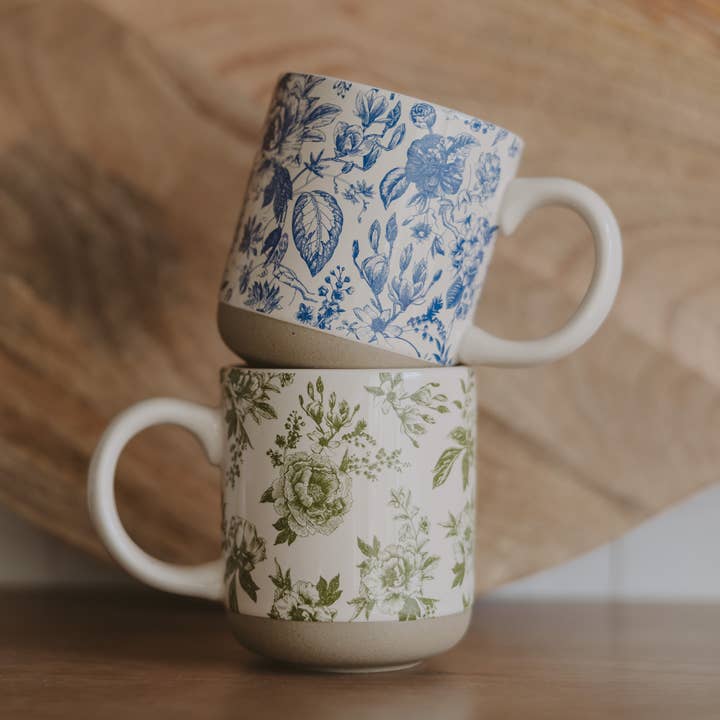 Sweet Water Decor – wholesale Coffee mug – Green Delft Stoneware Coffee Mug - Spring Home Decor
