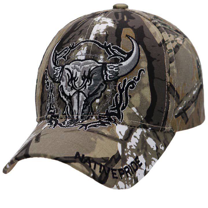 Cap Zone - Wholesale Baseball Cap - Unisex - Fierce Longhorn Skull Native Pride Baseball Cap3