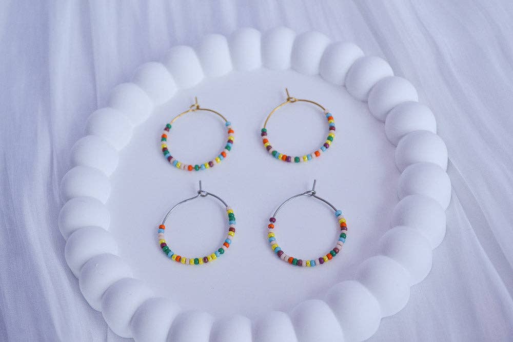 Linati Studio - Wholesale Hoop Earrings - Creoles with Pearls - Rainbow Boho1