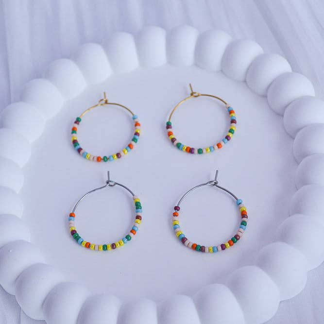 Linati Studio - Wholesale Hoop Earrings - Creoles with Pearls - Rainbow Boho1