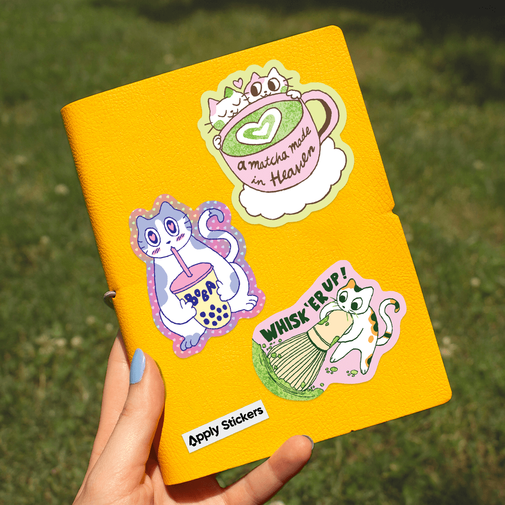 Apply Stickers - Wholesale Sticker - Boba Cat by Apply - Die-Cut Sticker2