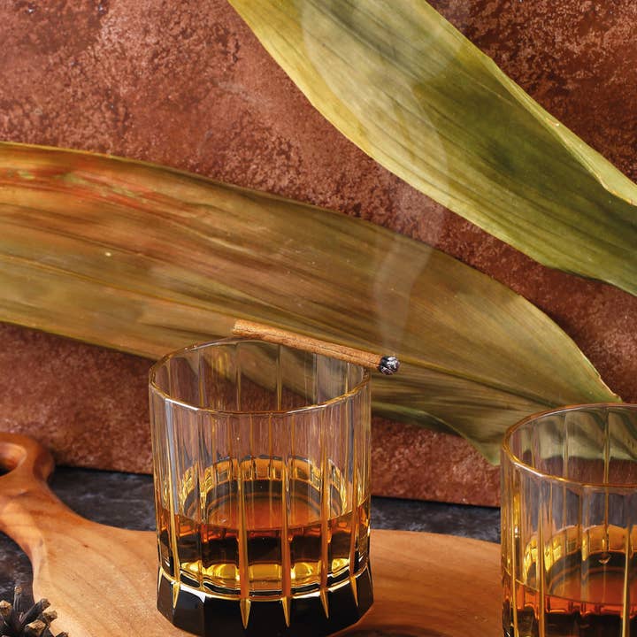 Adamodart - Wholesale Cocktail/Liquor Glass - Crystal Cut Whiskey Glass, Gold Rimmed Scotch Glass Tumbler