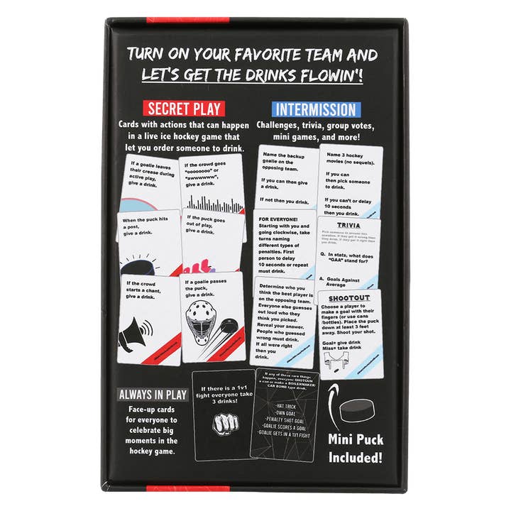 Falling Whale Games - Wholesale Card Game - Watch Hockey, Get Drunk - The Live Hockey Drinking Game