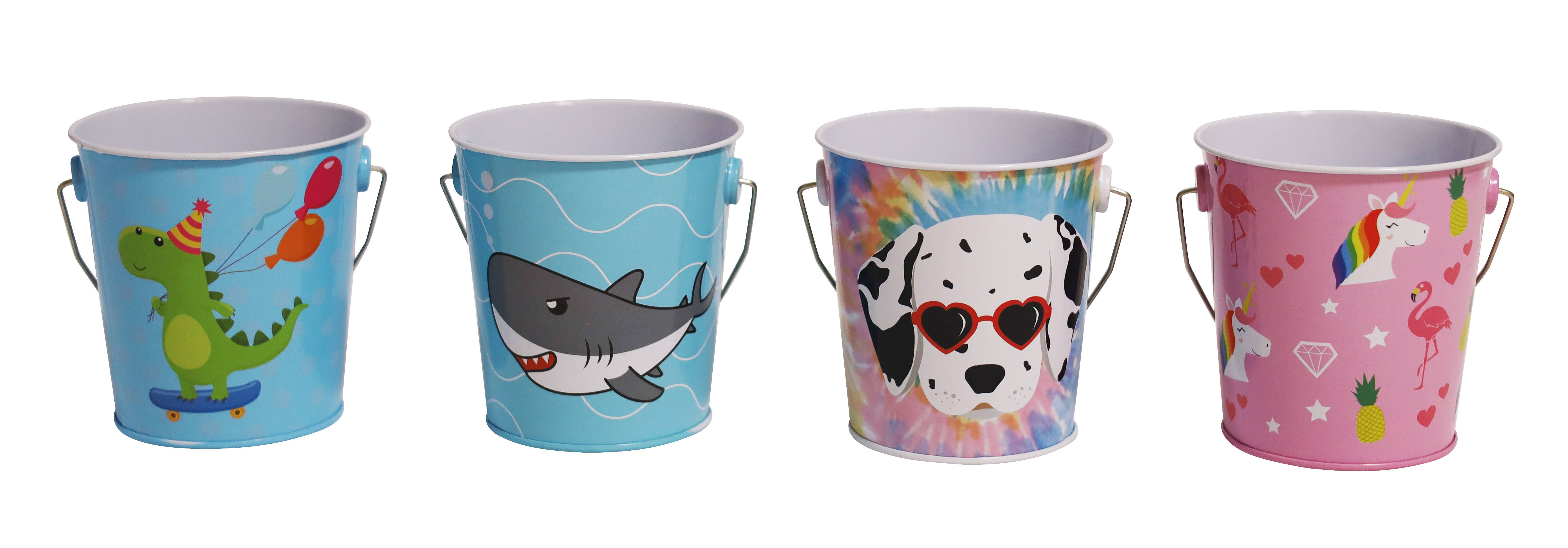 DAHO - Vente Seau – enfant - Seau en étain DaHo 4ASST pour enfants, pour fêtes, plages, loisirs créatifs1
